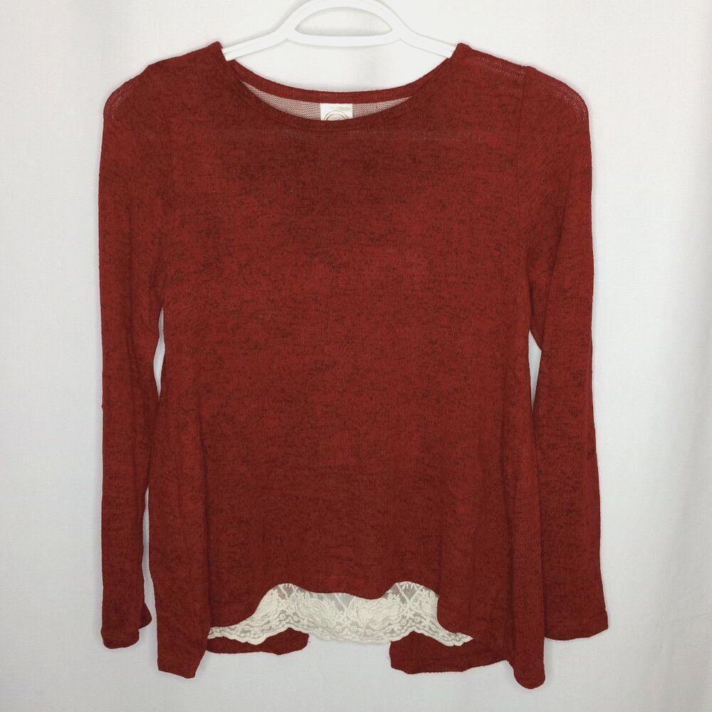 Wonder Nation Rayon Pullover Top Lightweight Lace Insert Long Slv Girls Large